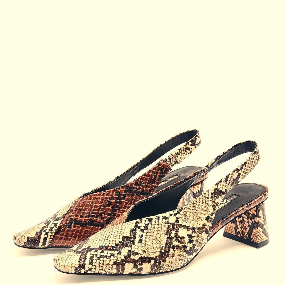 Topshop Vintage Look Snakeskin Slingback Shoes Sz8 - Picture 5 of 5